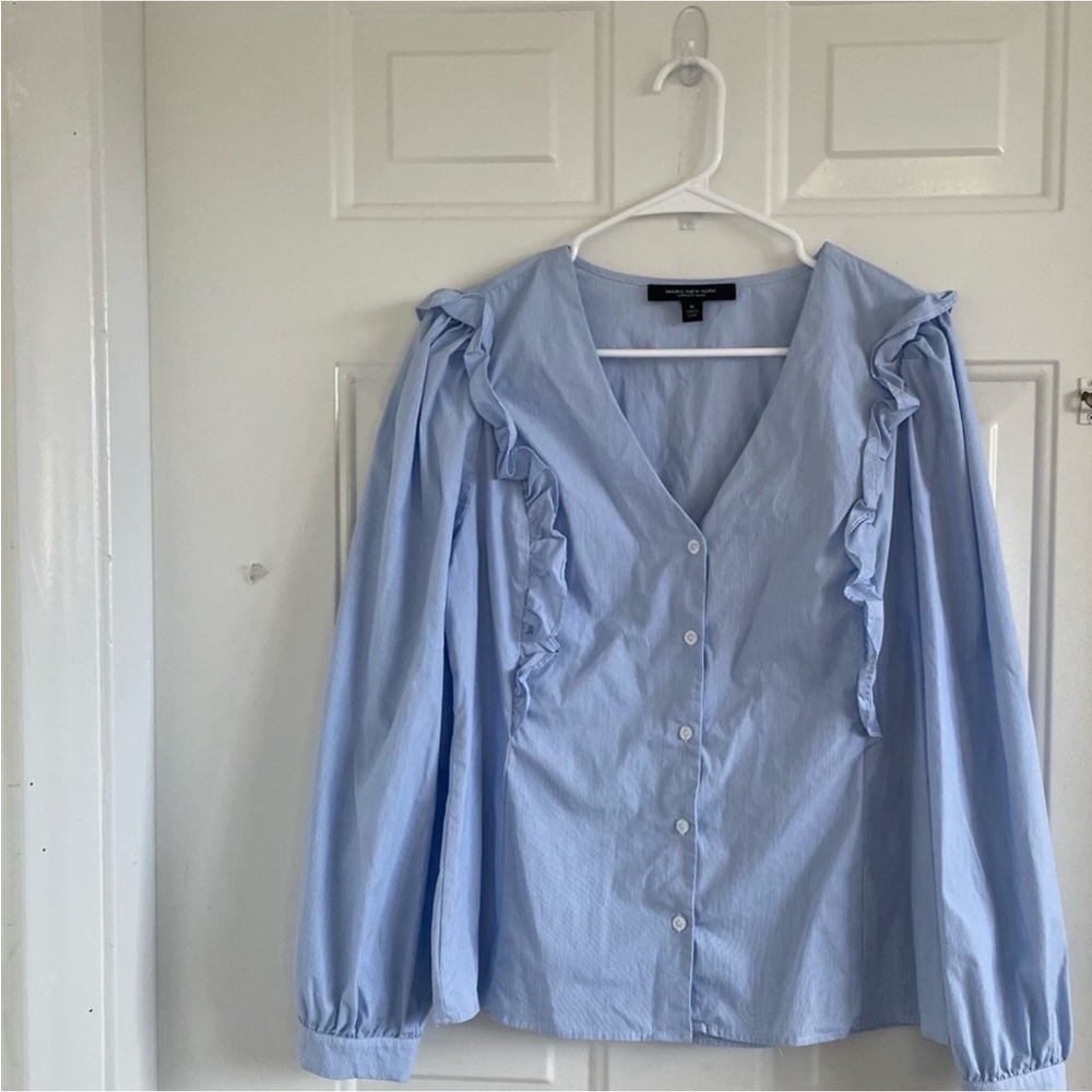 Marc New York Light Blue Ruffle Blouse - Picture 5 of 5